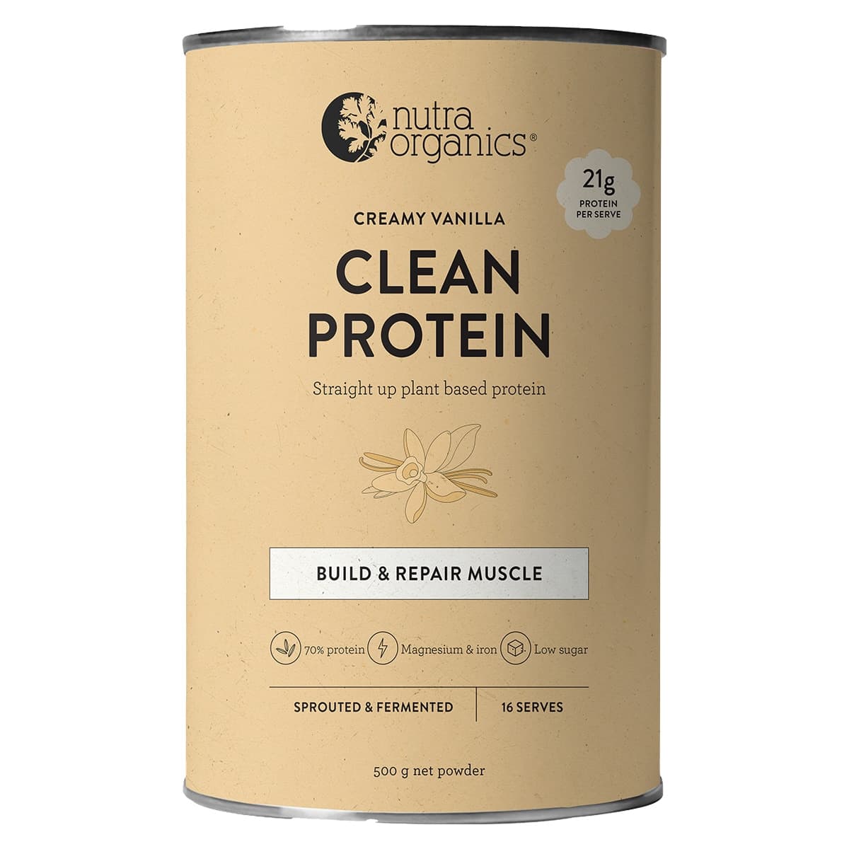 Nutra Organics Plant Based Clean Protein Creamy Vanilla 500g