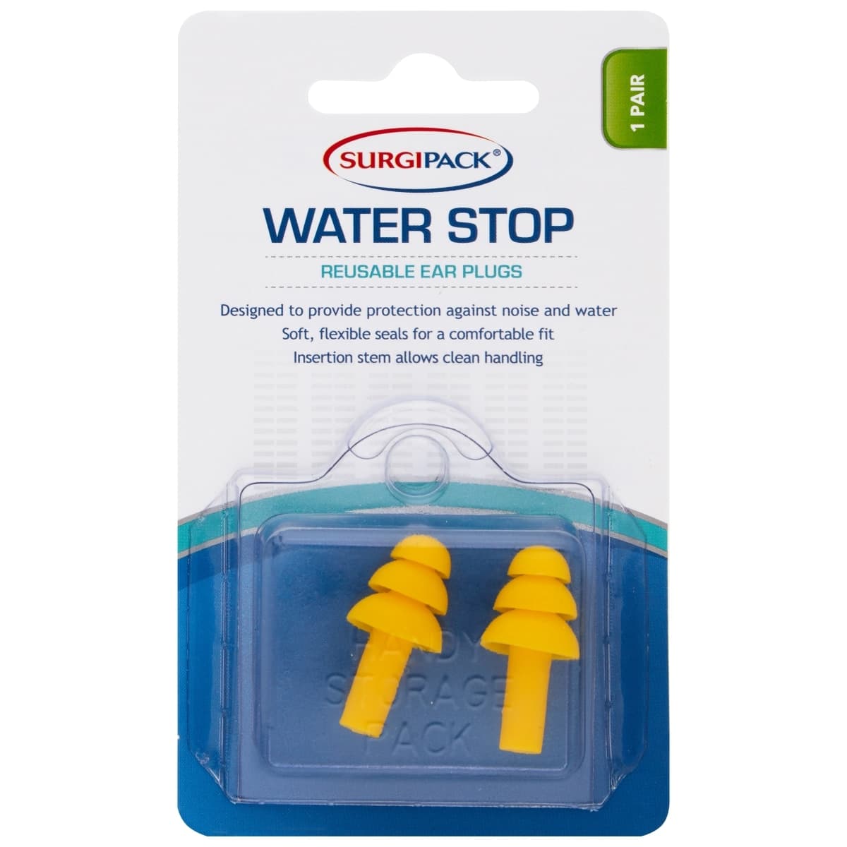 Surgipack Water Stop Reusable Ear Plugs 1 Pair
