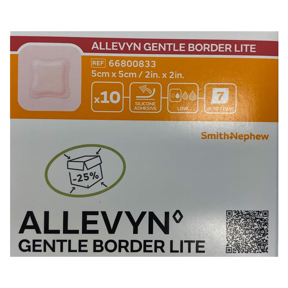Allevyn Gentle Border Lite 5cm x 5cm Foam Dressing 10 Pack