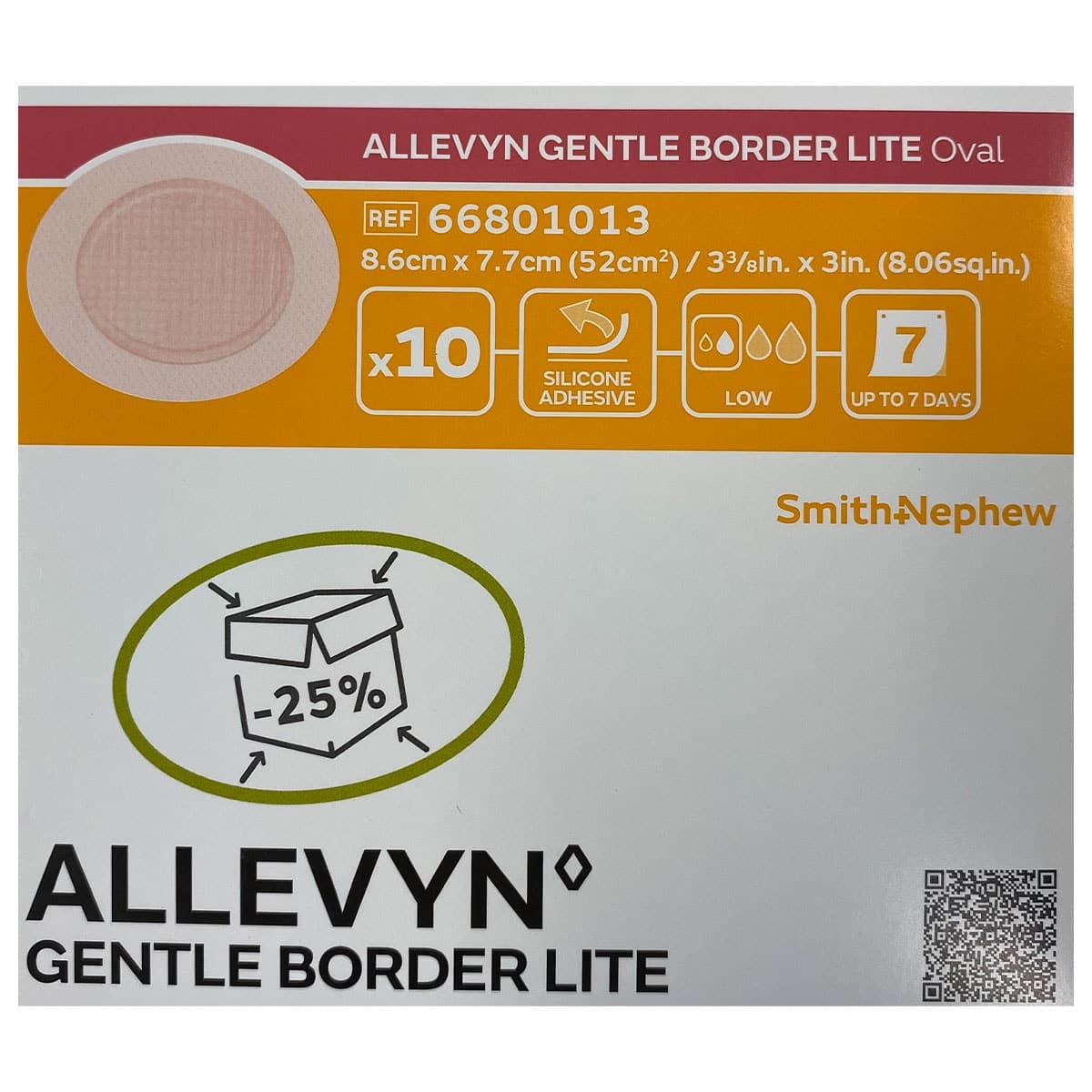 Allevyn Gentle Border Lite Oval 8.6cm x 7.7cm Foam Dressing 10 Pack