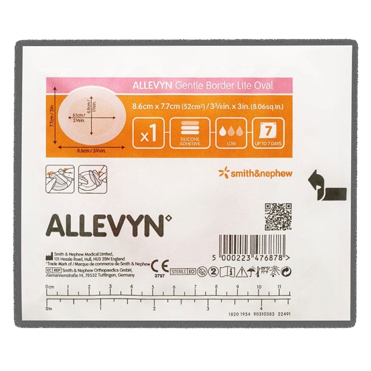 ALLEVYN Gentle Border Lite Oval 8.6cm x 7.7cm - Single by Smith & Nephew