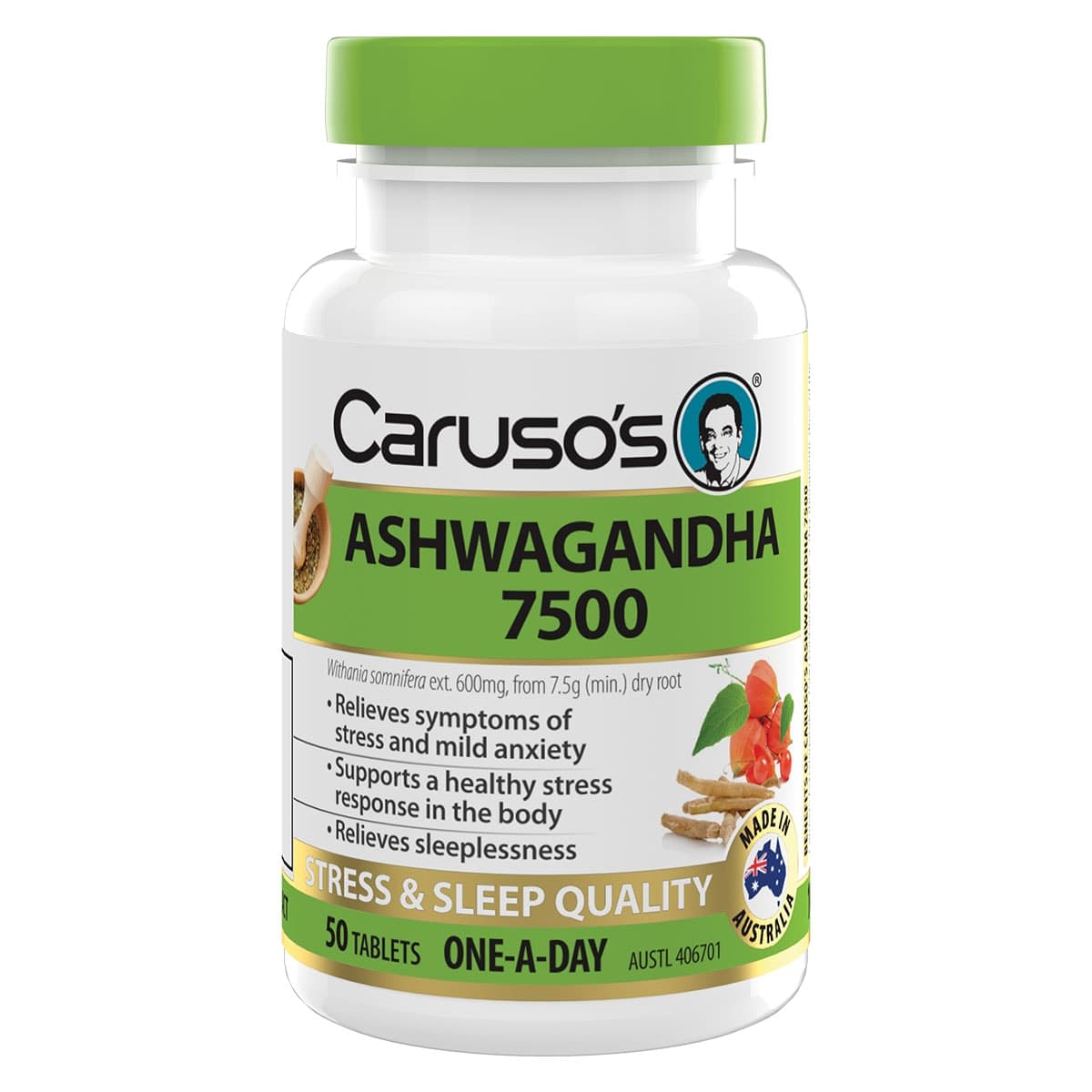 Carusos Ashwagandha Withania 7500 50 Tablets