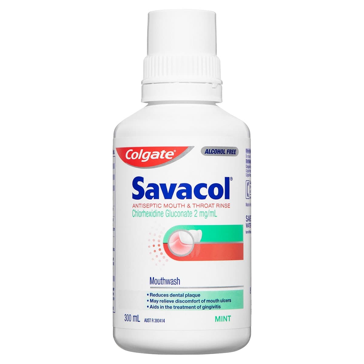 Colgate Savacol Antiseptic Mouth & Throat Rinse Alcohol Free Mint 0.2% 300ml
