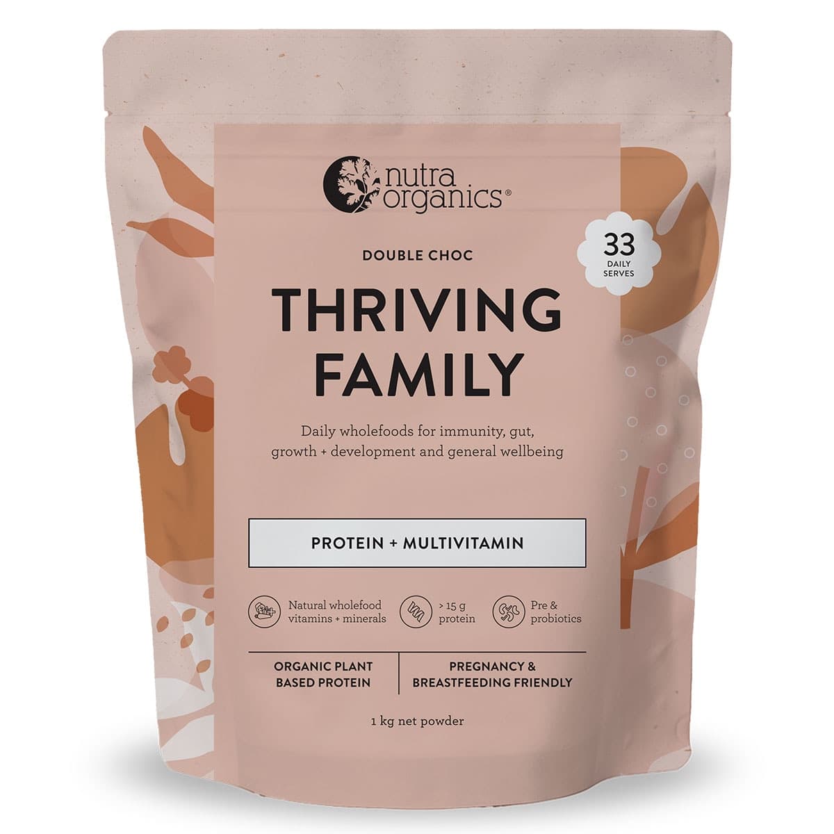 Nutra Organics Thriving Family Protein Double Choc 1kg