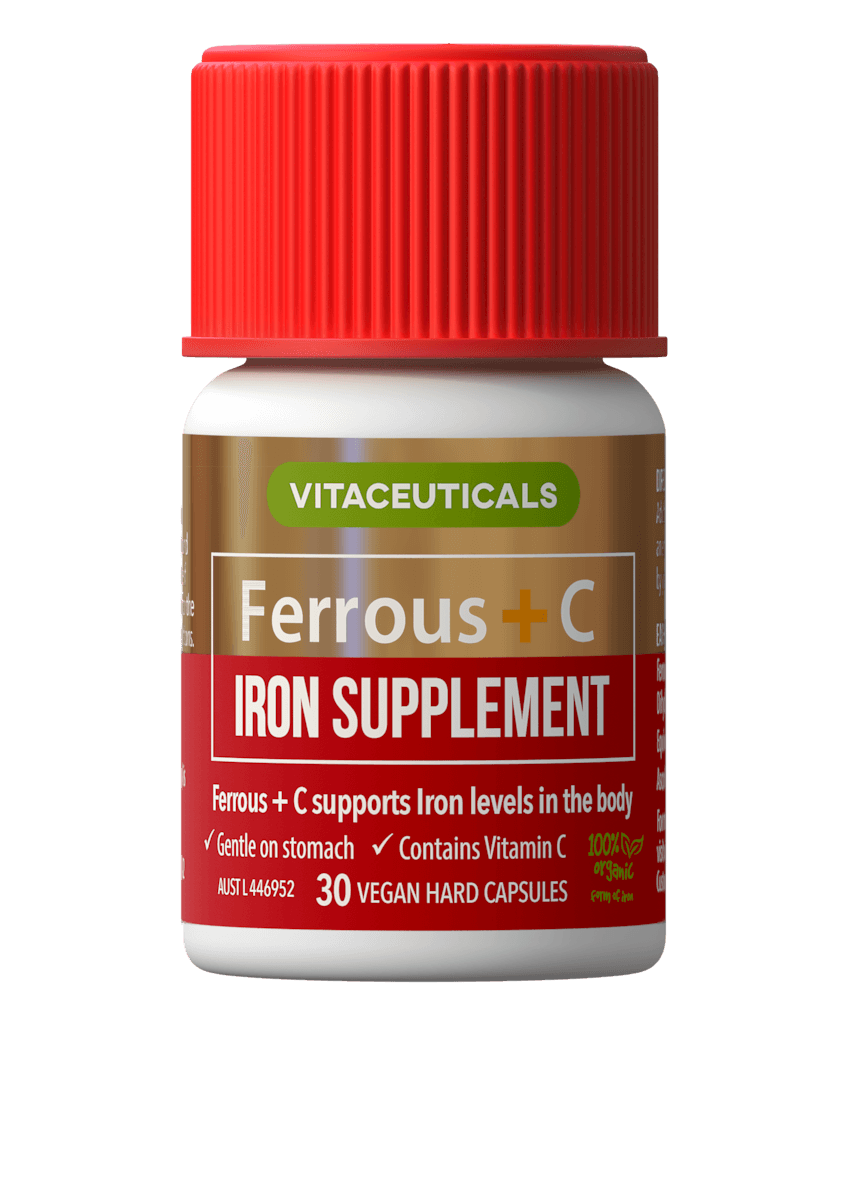 Vitaceuticals Ferrous + C Iron Supplement 30 Hard Capsules