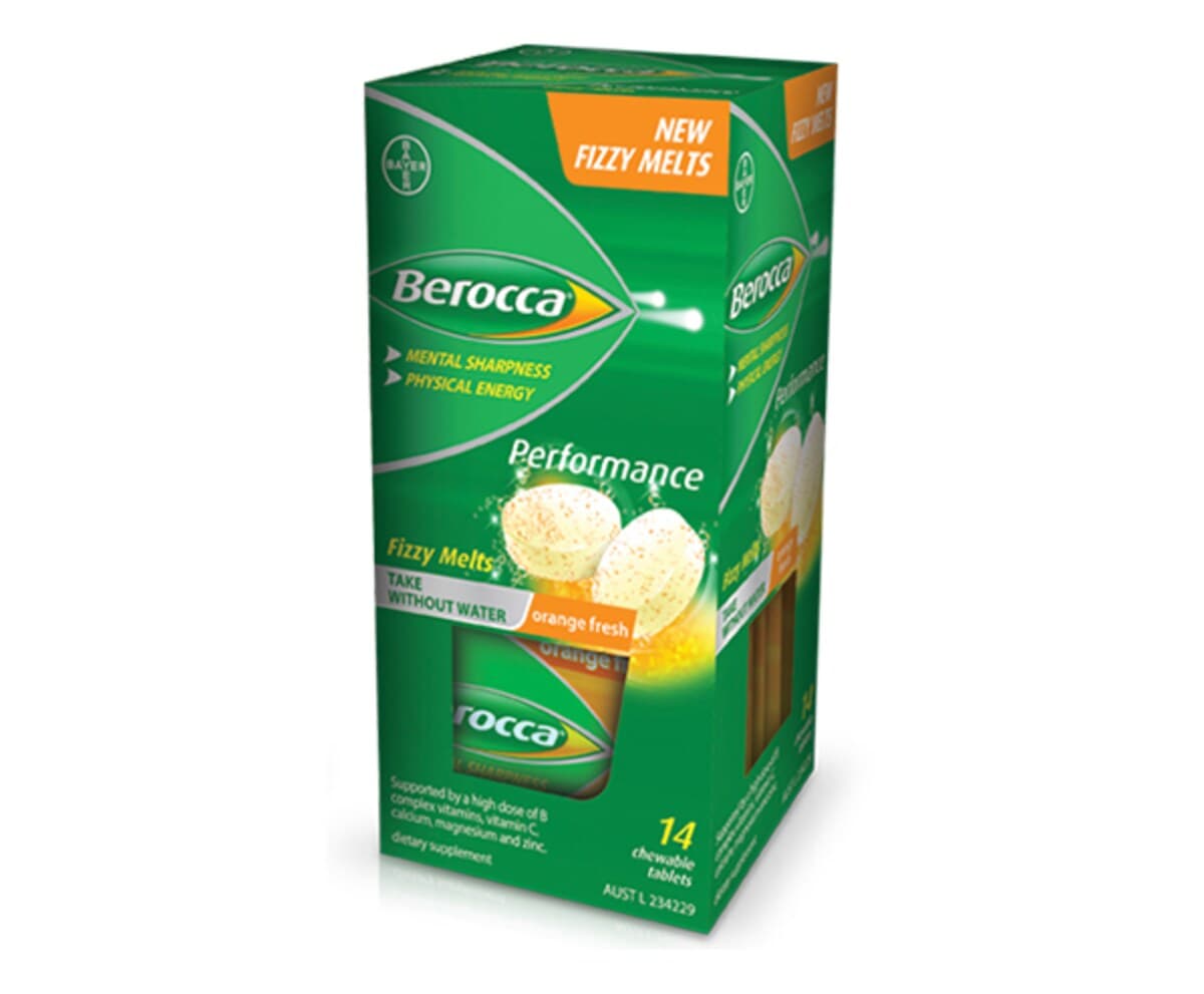 Berocca Fizzy Melts Orange Fresh 14 Chewable Tablets