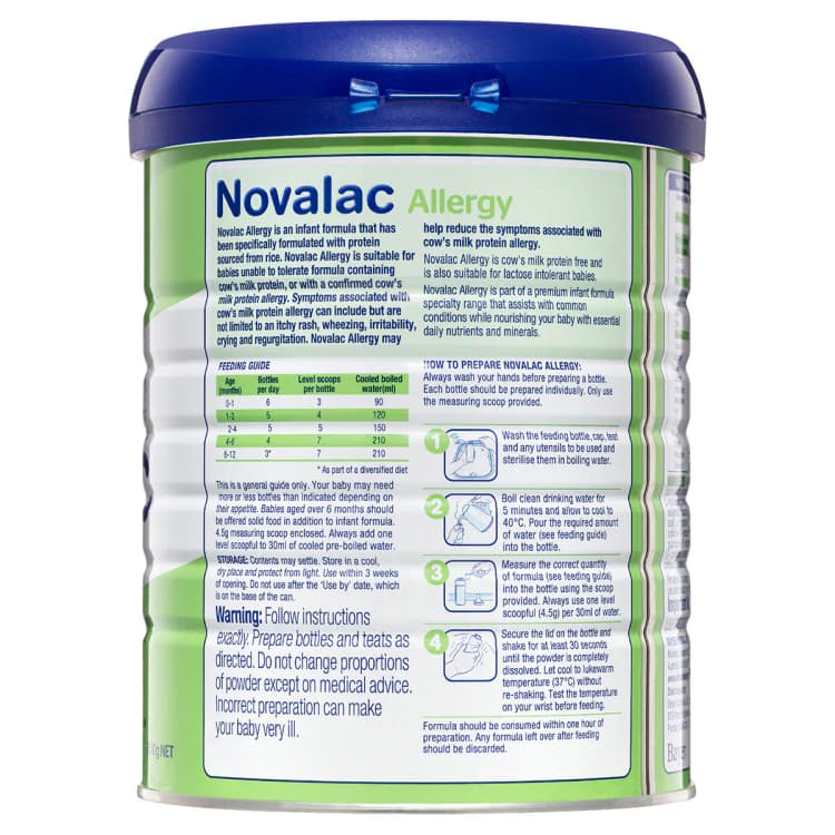 Novolac Rice Based Formula Novalac Allergy Rice Based Infant Formula 800g | Healthylife