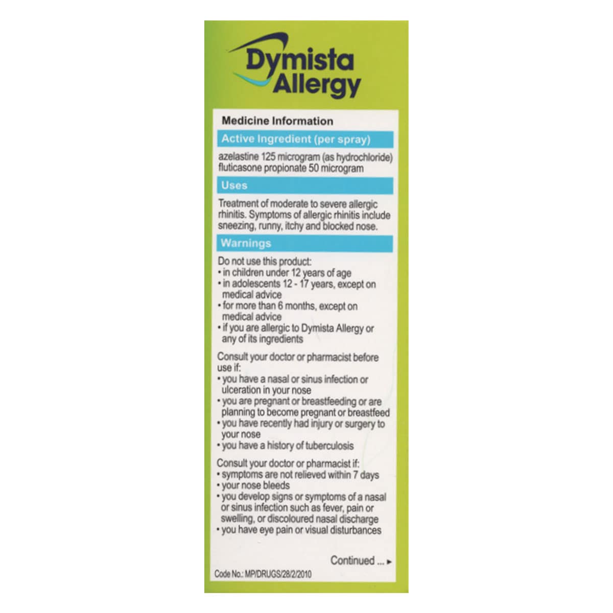 Dymista Allergy Nasal Spray 120 Metered Sprays | Healthylife